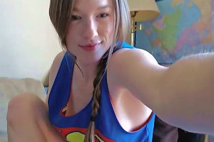 Sweet Girl In Super Man T Shirt Gemma Minx Paints Her Toes